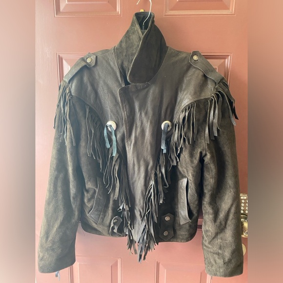 Vintage Schott Suede Leather Fringe Jacket, Men’s Size L / Coffee Brown - Picture 3 of 3